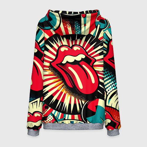 Мужская толстовка Logo of the Rolling Stones - pop art / 3D-Меланж – фото 2