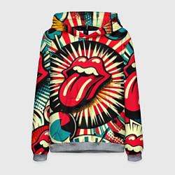 Толстовка-худи мужская Logo of the Rolling Stones - pop art, цвет: 3D-меланж