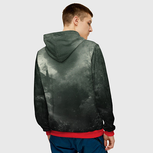 Мужская толстовка Ретро иллюстрация паровоза / 3D-Красный – фото 4