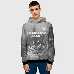 Толстовка-худи мужская Chainsaw Man - grey gradient посередине, цвет: 3D-черный — фото 2