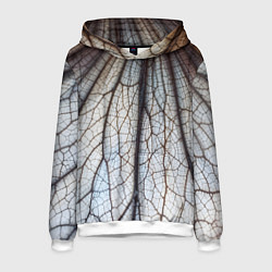 Толстовка-худи мужская Прожилки растения, цвет: 3D-белый