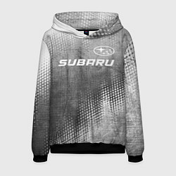 Толстовка-худи мужская Subaru - grey gradient посередине, цвет: 3D-черный