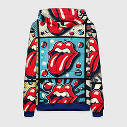 Толстовка-худи мужская Rolling Stones logo - pop art, цвет: 3D-синий