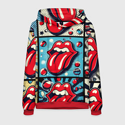 Толстовка-худи мужская Rolling Stones logo - pop art, цвет: 3D-красный