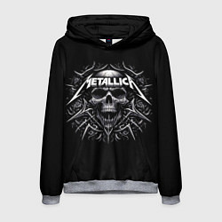 Толстовка-худи мужская Metallica - a skull with roses and thorns, цвет: 3D-меланж