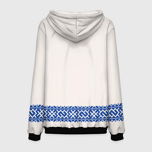 Мужская толстовка Славянская вышиванка - узор обережник / 3D-Черный – фото 2