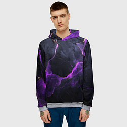 Толстовка-худи мужская Фиолетово-черная объемная текстура, цвет: 3D-меланж — фото 2