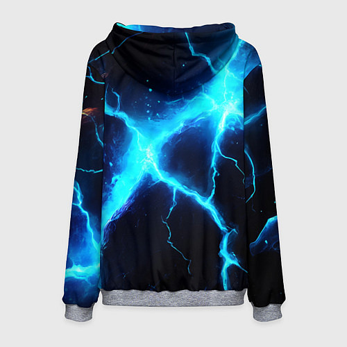 Мужская толстовка Голубой разлом из молний / 3D-Меланж – фото 2