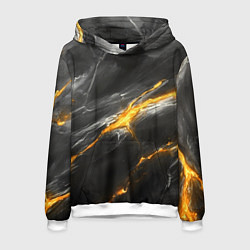 Толстовка-худи мужская Серая текстура с золотым разломом, цвет: 3D-белый