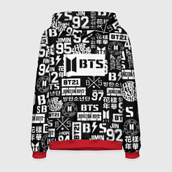Толстовка-худи мужская Bangtan Boys pattern black, цвет: 3D-красный