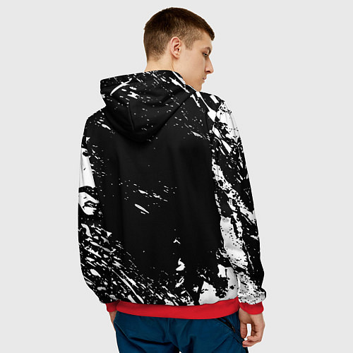 Мужская толстовка Marshmello брызги красок / 3D-Красный – фото 4