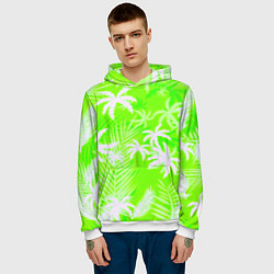 Толстовка-худи мужская Кислотные тропики, цвет: 3D-белый — фото 2