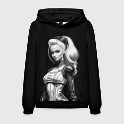 Толстовка-худи мужская Барби - киберпанк нейроарт, цвет: 3D-черный