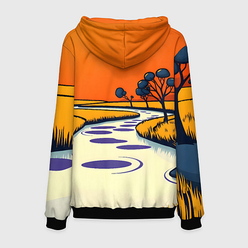 Мужская толстовка Арт с фантастическим пейзажем / 3D-Черный – фото 2
