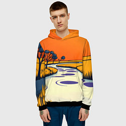 Толстовка-худи мужская Арт с фантастическим пейзажем, цвет: 3D-черный — фото 2
