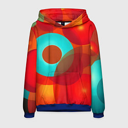 Толстовка-худи мужская Оптическая абстракция с кругами, цвет: 3D-синий