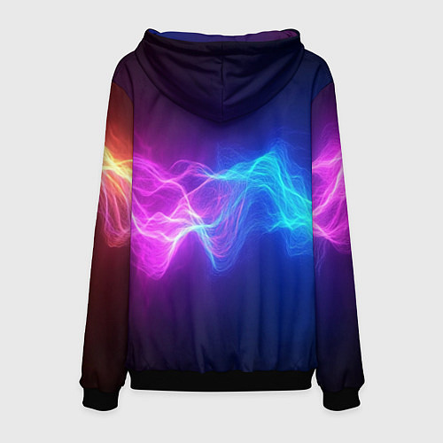 Мужская толстовка Звуковая волна неоновый узор / 3D-Черный – фото 2