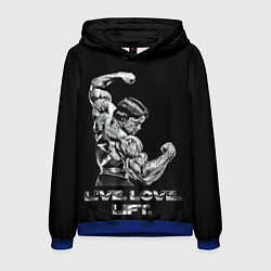 Толстовка-худи мужская Арнольд - живи люби расти, цвет: 3D-синий