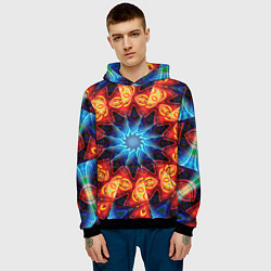 Толстовка-худи мужская Фрактальная узорная абстракция, цвет: 3D-черный — фото 2
