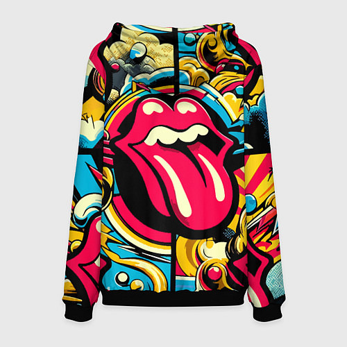 Мужская толстовка Rolling Stones logo - pop art pattern / 3D-Черный – фото 2