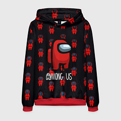 Толстовка-худи мужская Игра в кальмара x амонг ас, цвет: 3D-красный