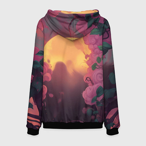 Мужская толстовка Бэтмен и дерево с цветами / 3D-Черный – фото 2