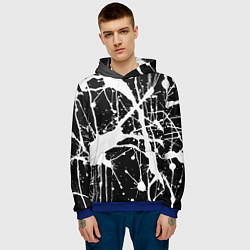 Толстовка-худи мужская Брызги белой краски, цвет: 3D-синий — фото 2