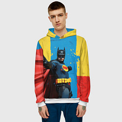 Толстовка-худи мужская Бэтмен предупреждает, цвет: 3D-белый — фото 2
