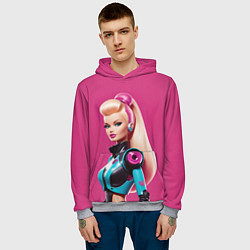 Толстовка-худи мужская Кукла Барби - киберпанк, цвет: 3D-меланж — фото 2