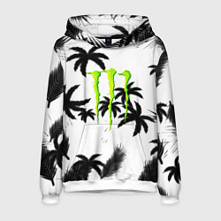 Толстовка-худи мужская Monster energy пальмы, цвет: 3D-белый