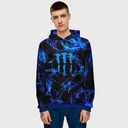Толстовка-худи мужская Monster energy искры дымы, цвет: 3D-синий — фото 2