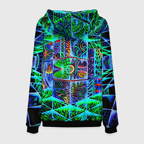 Мужская толстовка Психоделика узор кислотный / 3D-Черный – фото 2
