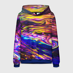 Толстовка-худи мужская Неоновые полосы текстура, цвет: 3D-синий
