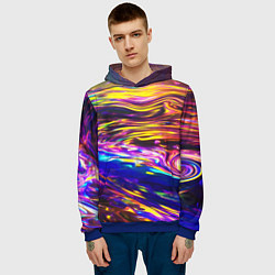 Толстовка-худи мужская Неоновые полосы текстура, цвет: 3D-синий — фото 2