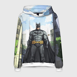 Толстовка-худи мужская Бэтмен стоит на улице, цвет: 3D-белый