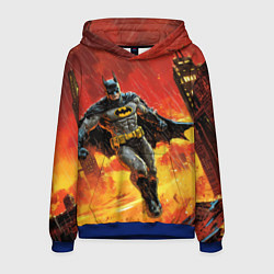 Толстовка-худи мужская Бэтмен застыл в воздухе, цвет: 3D-синий