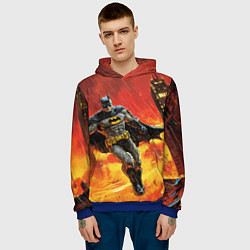Толстовка-худи мужская Бэтмен застыл в воздухе, цвет: 3D-синий — фото 2