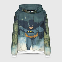 Толстовка-худи мужская Бэтмен старый стиль, цвет: 3D-белый