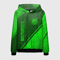 Толстовка-худи мужская Disturbed - green gradient вертикально, цвет: 3D-черный