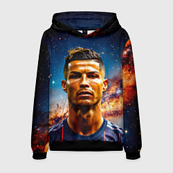 Толстовка-худи мужская Криштиану Роналду в космосе, цвет: 3D-черный