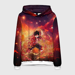 Толстовка-худи мужская Fire Luffy - One Piece, цвет: 3D-белый