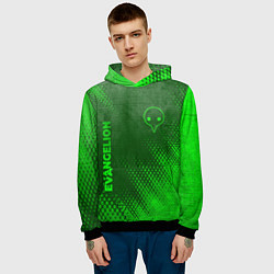 Толстовка-худи мужская Evangelion - green gradient вертикально, цвет: 3D-черный — фото 2