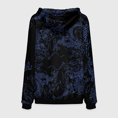 Мужская толстовка Синий дракон на черном / 3D-Черный – фото 2