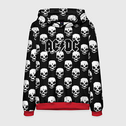 Толстовка-худи мужская AC DC rock skull, цвет: 3D-красный