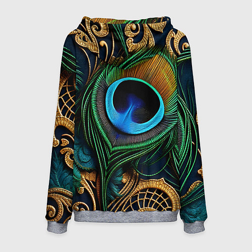 Мужская толстовка Узоры и перья павлина / 3D-Меланж – фото 2