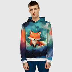 Толстовка-худи мужская Лисенок на облаках, цвет: 3D-белый — фото 2
