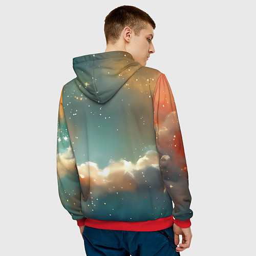 Мужская толстовка Лисенок спит на облаке / 3D-Красный – фото 4