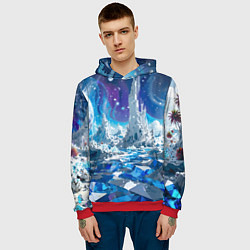 Толстовка-худи мужская Космический фантастический пейзаж, цвет: 3D-красный — фото 2