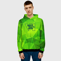 Толстовка-худи мужская GTA6 green poly, цвет: 3D-черный — фото 2