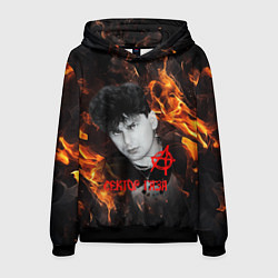 Толстовка-худи мужская Сектор газа огненный фон, цвет: 3D-черный